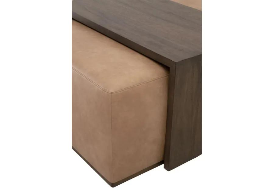 Dovetail Upholstered Coffee Table in Brown