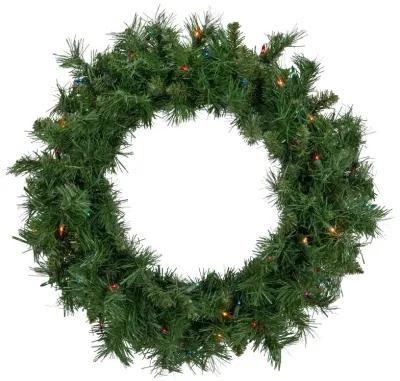 Pre-lit Chatham Pine Artificial Christmas Wreath  24-Inch  Multi-Color Lights