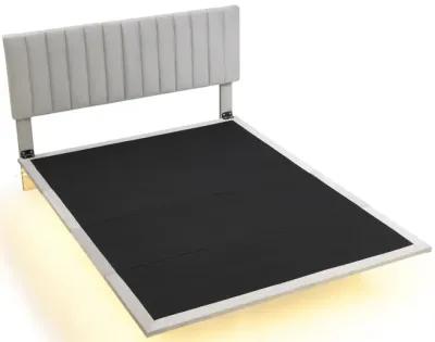 Merax Modern Velvet  Platform Bed with Sensor Light