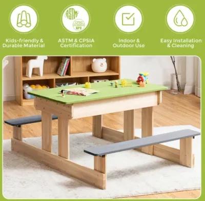 Hivvago 3-in-1 Outdoor Wooden Kids Water Sand Table with Play Boxes