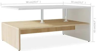 vidaXL Coffee Table Chipboard 35.4"x23.2"x16.5" Oak and White, 244856