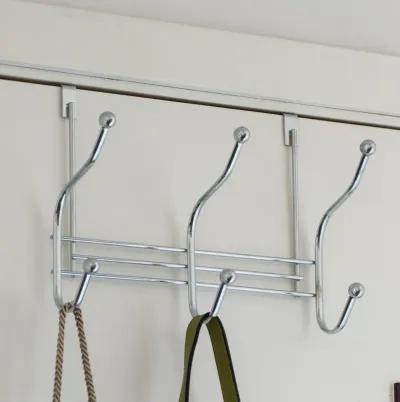 Chrome 6 Hook Hanger Organizer, Hang Over The Door Kitchen Vanity Towel Hook, Entryway Coat Rack