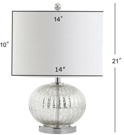 Judith 21" Mercury Glass LED Table Lamp, Silver/Ivory