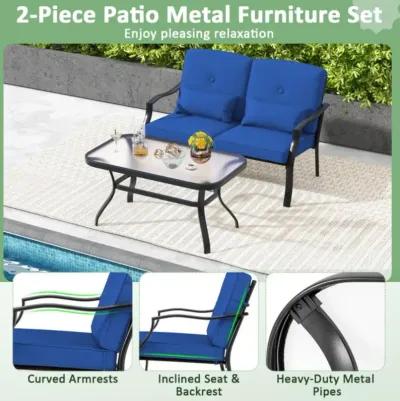 Hivvago Outdoor Loveseat Chair Set with Coffee Table and Seat Back Cushions