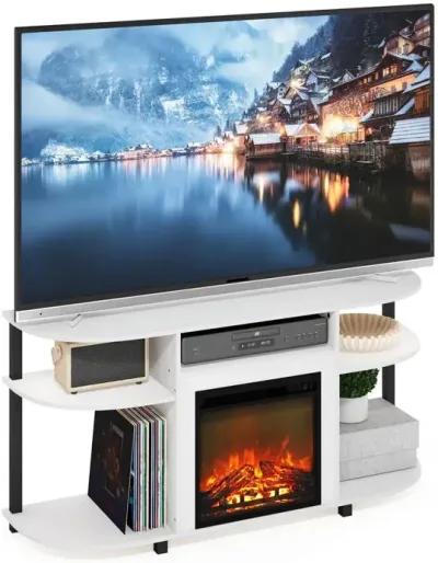 Entertainment Center Stand with Fireplace for TV up to 55 Inch, Solid White