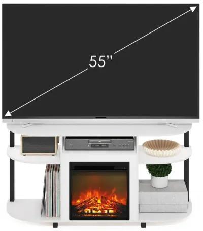 Entertainment Center Stand with Fireplace for TV up to 55 Inch, Solid White