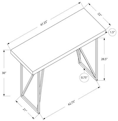 Monarch Specialties I 7376 Computer Desk, Home Office, Laptop, 48"L, Work, Metal, Laminate, White, Grey, Contemporary, Modern