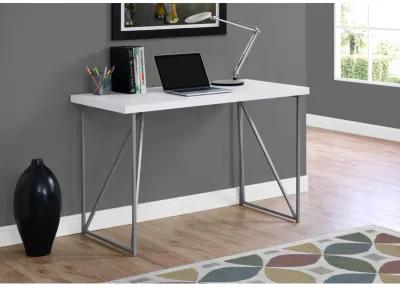 Monarch Specialties I 7376 Computer Desk, Home Office, Laptop, 48"L, Work, Metal, Laminate, White, Grey, Contemporary, Modern