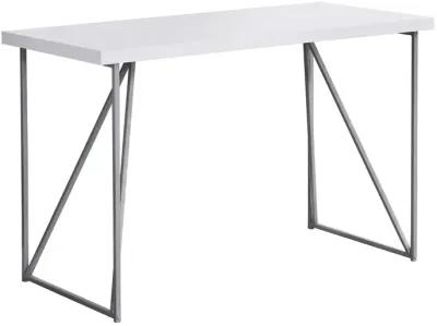 Monarch Specialties I 7376 Computer Desk, Home Office, Laptop, 48"L, Work, Metal, Laminate, White, Grey, Contemporary, Modern