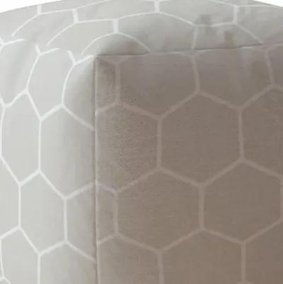 Homezia 17" Grey Cotton Geometric Pouf Ottoman