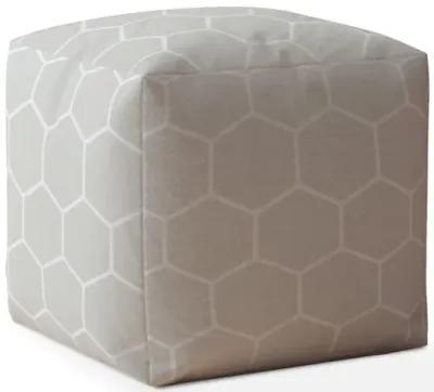 Homezia 17" Grey Cotton Geometric Pouf Ottoman