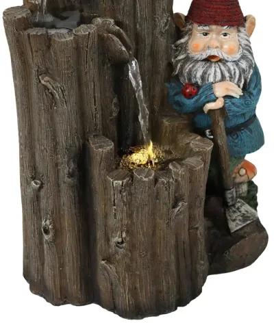 Sunnydaze Resting Gnome Outdoor Water Fountain with LED Lights - 17 in