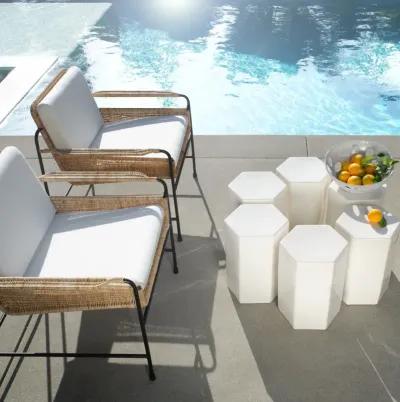 Porto Ceramic Indoor/Outdoor Side Table-Large, White