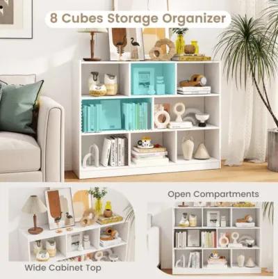 Hivvago 3-Tier Open Bookcase 8-Cube Floor Standing Storage Shelves Display Cabinet