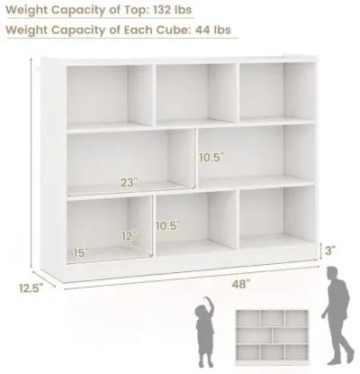 Hivvago 3-Tier Open Bookcase 8-Cube Floor Standing Storage Shelves Display Cabinet