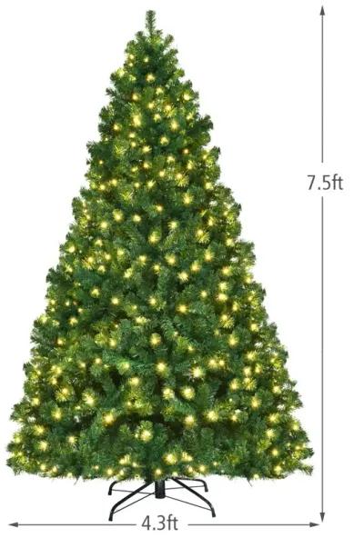 7.5 Feet PVC Artificial Christmas Tree with LED Lights-7.5 ft