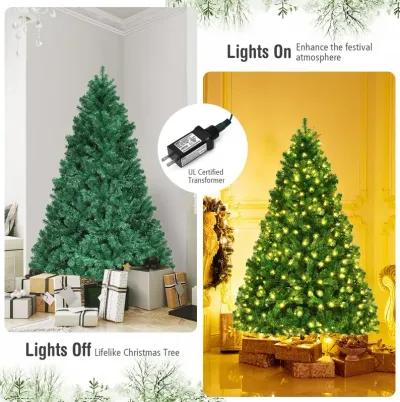 7.5 Feet PVC Artificial Christmas Tree with LED Lights-7.5 ft