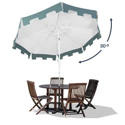 Baiona Classic MidCentury Market Patio Umbrella with UV Protection, Auto-Tilt, Crank and UV Protection