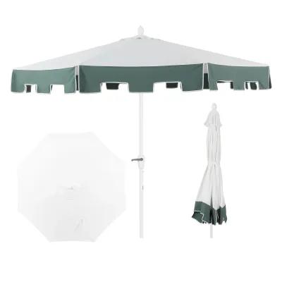 Baiona Classic MidCentury Market Patio Umbrella with UV Protection, Auto-Tilt, Crank and UV Protection