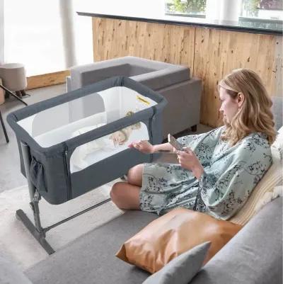 Portable Baby Bedside Bassinet with 5-level Adjustable Heights and Travel Bag