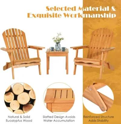 Hivvago 3 Pieces Adirondack Chair Set with Widened Armrest