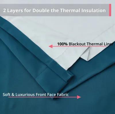 THD Virginia 100% Full Complete Blackout Heavy Thermal Insulated Energy Saving Heat/Cold Blocking Grommet Curtain Drapery Panels for Bedroom & Living Room - Set of 2