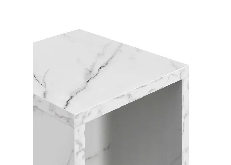 Convenience Concepts Northfield Admiral End Table with Shelf, White Faux Marble