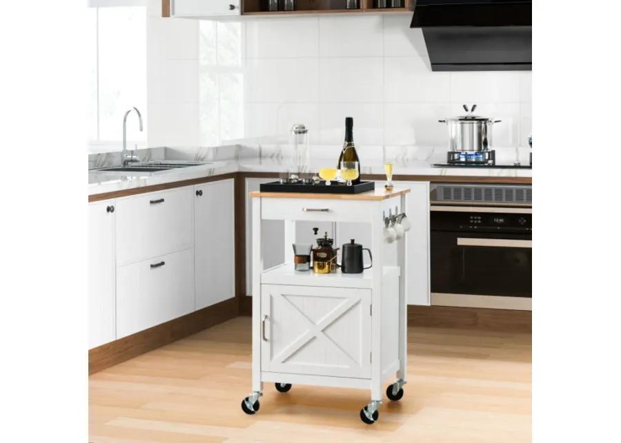 Hivvago Rolling Kitchen Island Cart with Drawer and Side Hooks