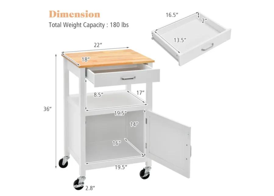 Hivvago Rolling Kitchen Island Cart with Drawer and Side Hooks