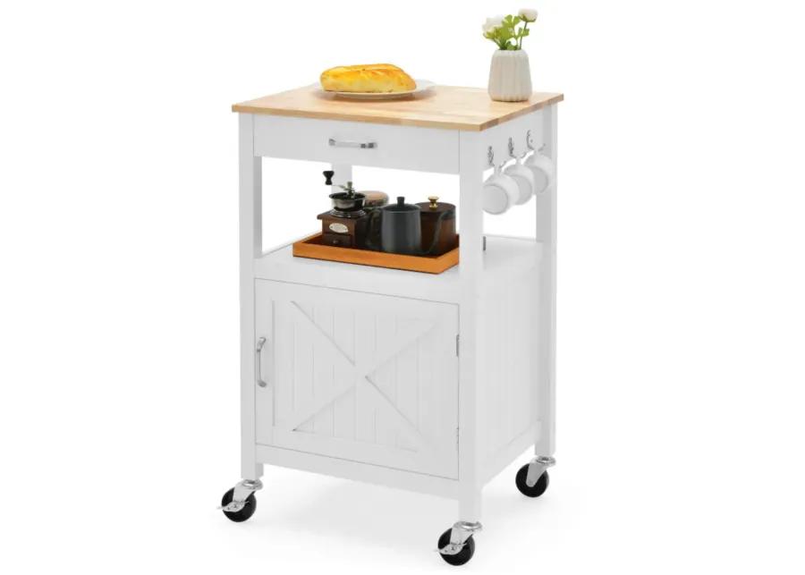 Hivvago Rolling Kitchen Island Cart with Drawer and Side Hooks