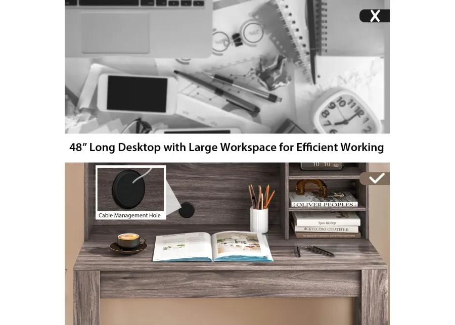 48 Inch Writing Computer Desk with Anti-Tipping Kits and Cable Management Hole-Rustic Brown