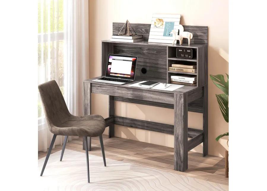 48 Inch Writing Computer Desk with Anti-Tipping Kits and Cable Management Hole-Rustic Brown