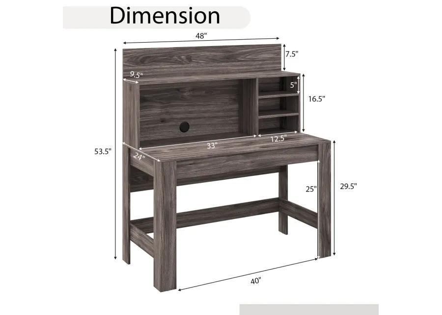 48 Inch Writing Computer Desk with Anti-Tipping Kits and Cable Management Hole-Rustic Brown