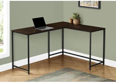 Monarch Specialties I 7390 Computer Desk, Home Office, Corner, 58"L, L Shape, Work, Laptop, Metal, Laminate, Brown, Black, Contemporary, Modern