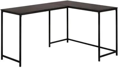 Monarch Specialties I 7390 Computer Desk, Home Office, Corner, 58"L, L Shape, Work, Laptop, Metal, Laminate, Brown, Black, Contemporary, Modern