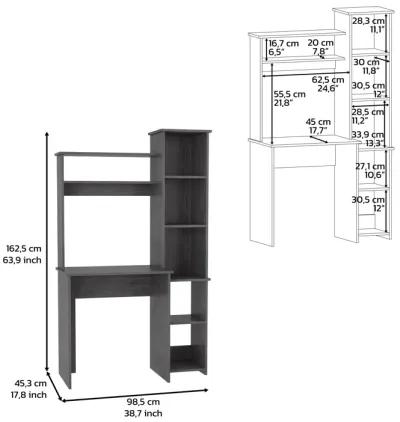 Desk Logan, Five Cubbies, Smokey Oak Finish