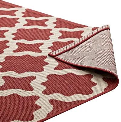 Cerelia Moroccan Trellis 5x8 Indoor and Outdoor Area Rug - Red and Beige