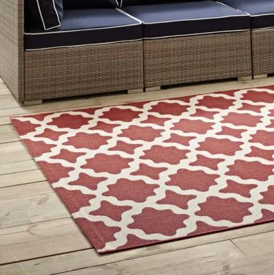 Cerelia Moroccan Trellis 5x8 Indoor and Outdoor Area Rug - Red and Beige