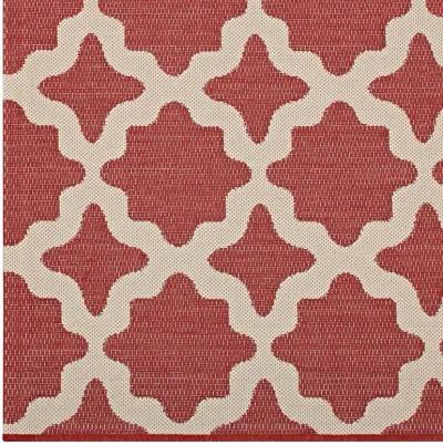 Cerelia Moroccan Trellis 5x8 Indoor and Outdoor Area Rug - Red and Beige