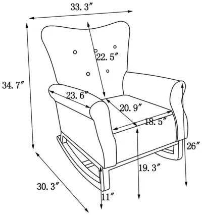 Mid Century Fabric Rocker Chair With Wood Legs And Velvet For Living Room Bedroom