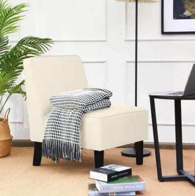 Hivvago Modern Armless Accent Chair with Rubber Wood Legs-Beige