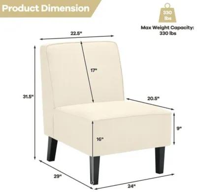 Hivvago Modern Armless Accent Chair with Rubber Wood Legs-Beige