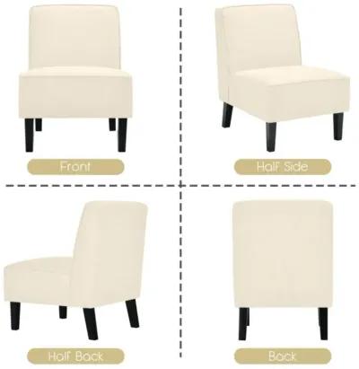 Hivvago Modern Armless Accent Chair with Rubber Wood Legs-Beige