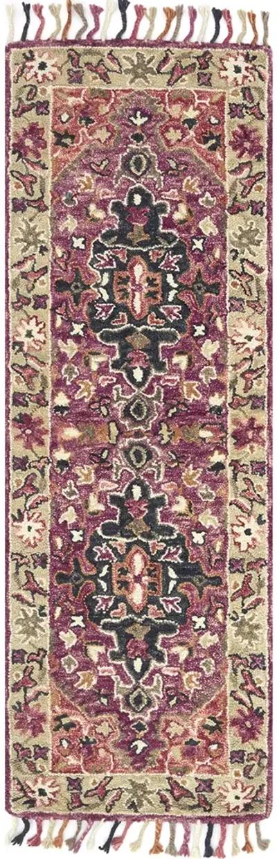 Zharah ZR05 Raspberry/Taupe 2'6" x 7'6" Rug