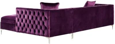 Inspired Home Clarinda Velvet Right Facing Chaise Sectional Sofa