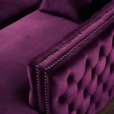 Inspired Home Clarinda Velvet Right Facing Chaise Sectional Sofa