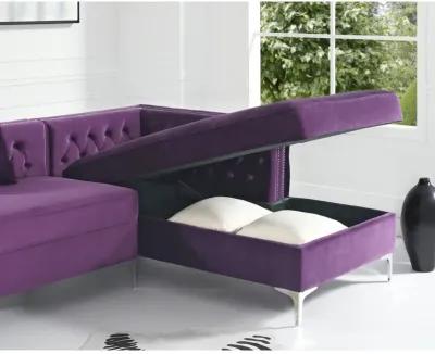 Inspired Home Clarinda Velvet Right Facing Chaise Sectional Sofa