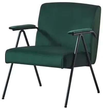 Cloth leisure, black metal frame accent chair, for living room and bedroom, green