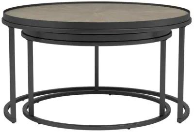 Rodrigo 2-piece Round Nesting Tables Weathered Elm