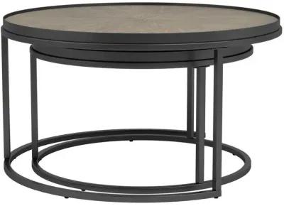 Rodrigo 2-piece Round Nesting Tables Weathered Elm